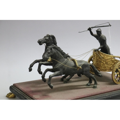 151 - Grand tour style gilt metal chariot figure group, approx 20cm H x 35cm W x 20cm D