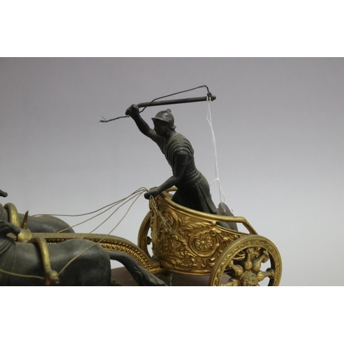 151 - Grand tour style gilt metal chariot figure group, approx 20cm H x 35cm W x 20cm D