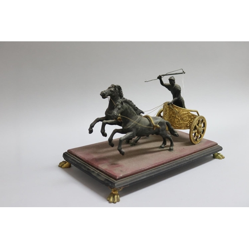 151 - Grand tour style gilt metal chariot figure group, approx 20cm H x 35cm W x 20cm D