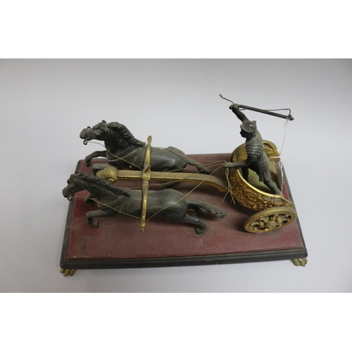 151 - Grand tour style gilt metal chariot figure group, approx 20cm H x 35cm W x 20cm D