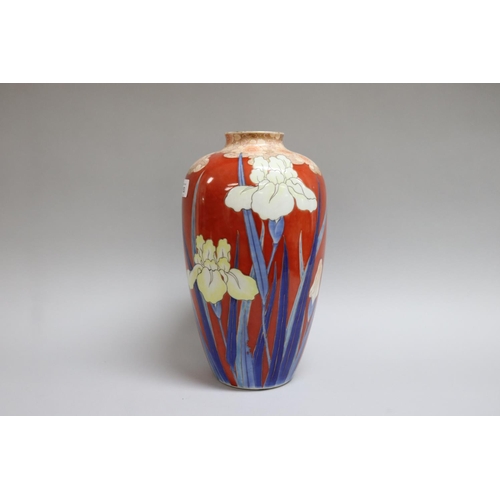 153 - Fine Japanese porcelain vase, enamelled with iris, approx 31cm H