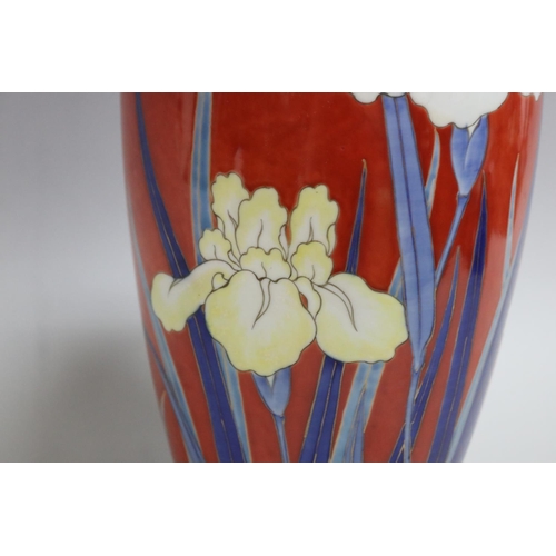 153 - Fine Japanese porcelain vase, enamelled with iris, approx 31cm H