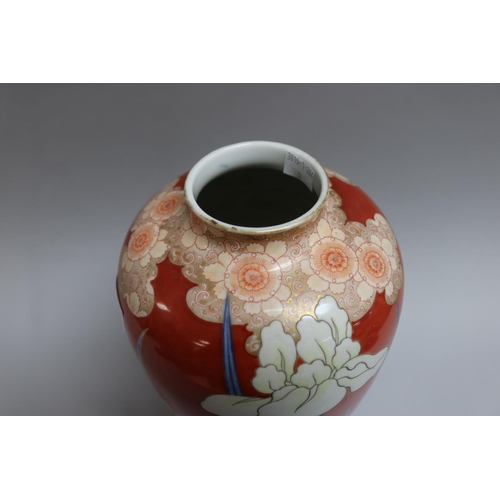 153 - Fine Japanese porcelain vase, enamelled with iris, approx 31cm H