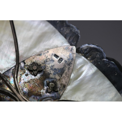 88 - Chinese silver and mother of pearl mounted dish in the form of a butterfly, marked KW along with ano... 