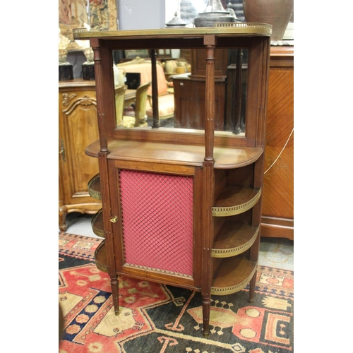 1154 - Antique French Louis XVI style marble topped sideboard display cabinet, with mirrored open central s... 