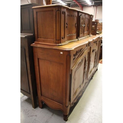 1158 - Vintage French cherrywood two height buffet, approx 144cm h X 149cm W x 53cm D