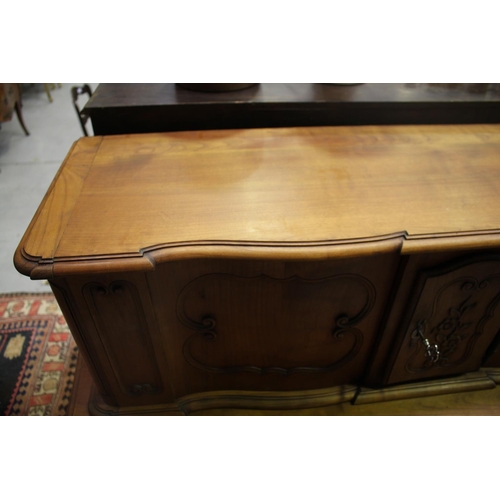 1158 - Vintage French cherrywood two height buffet, approx 144cm h X 149cm W x 53cm D