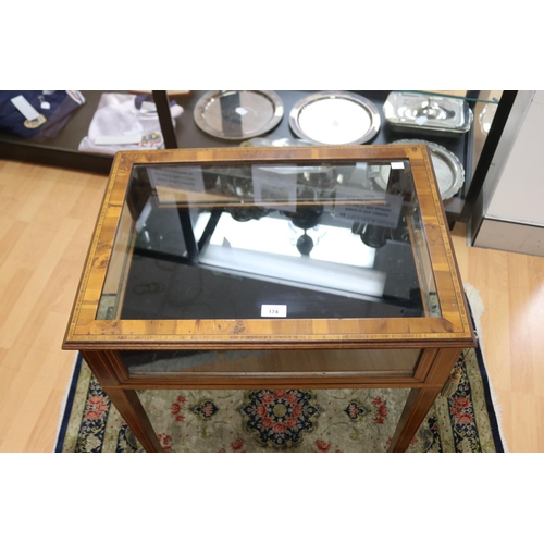 174 - Mid 20th century Antique style Bijouterie table, with yew wood veneer top with rosewood cross bandin... 