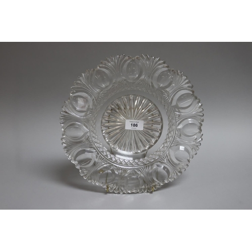 186 - Antique clear glass centrebowl