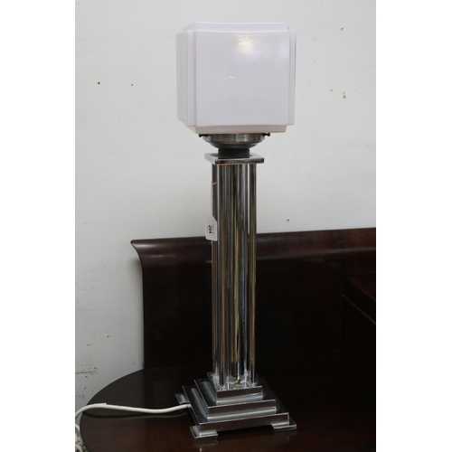 204 - Art Deco chromium plated table lamp, untested / unknown working condition, approx 69cm H