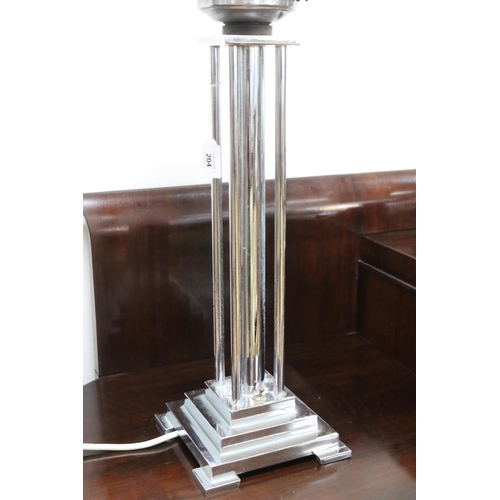 204 - Art Deco chromium plated table lamp, untested / unknown working condition, approx 69cm H