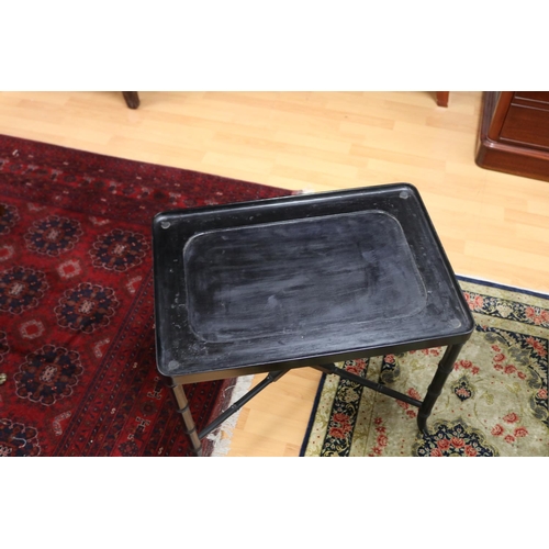 217 - Japanese lacquer tray on bamboo stand, total approx 56cm H x 61cm W x 42cm D