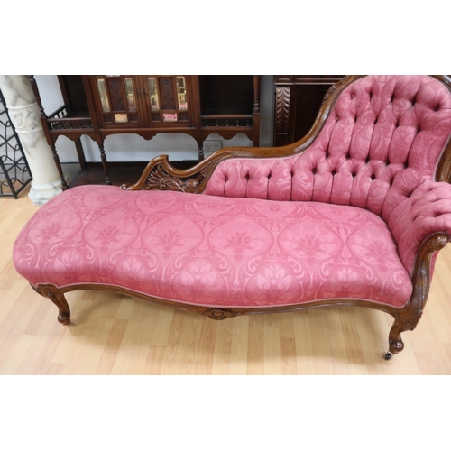 223 - Victorian walnut chaise lounge, approx 90cm H x 170cm W x 80cm D