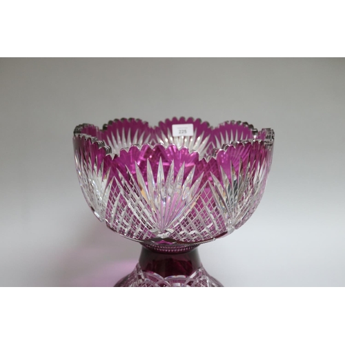 225 - Continental amethyst overlaid and cut crystal centrepiece bowl, A/F, approx 30cm H x 30cm Dia