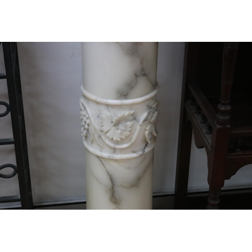 226 - Antique Italian carved alabaster column, carved in relief with fruiting grape vines, approx 111cm H ... 