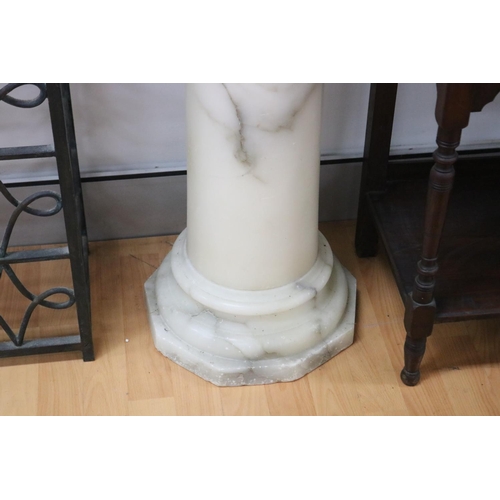 226 - Antique Italian carved alabaster column, carved in relief with fruiting grape vines, approx 111cm H ... 