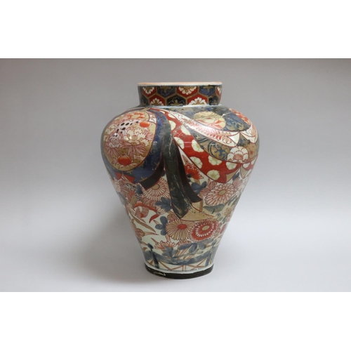 227 - Large antique Japanese Imari pattern vase, restored, approx 39cm H