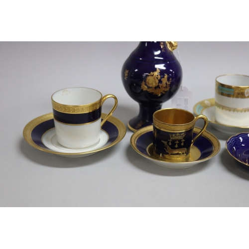 75 - Collection of French porcelain including Limoges etc and an enamel dish, approx 20.5cm H & shorter (... 