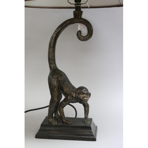 1066 - Modern figural monkey lamp, untested / unknown working condition, approx 20cm W x 11cm D x 64cm H (i... 