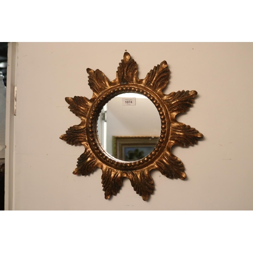 1074 - Modern leaf surround circular mirror, approx 40cm Dia