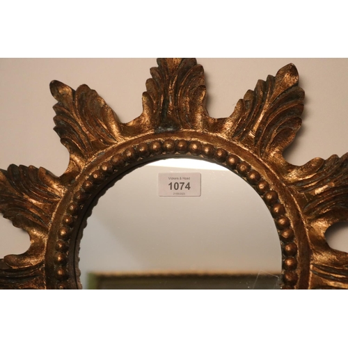 1074 - Modern leaf surround circular mirror, approx 40cm Dia