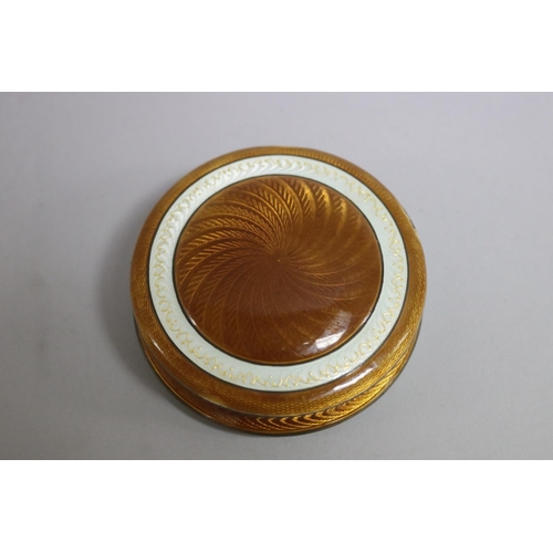 259 - W&Co Guilloche gilt silver compact, with  import duty mark, approx 2.5cm H x 7cm dia