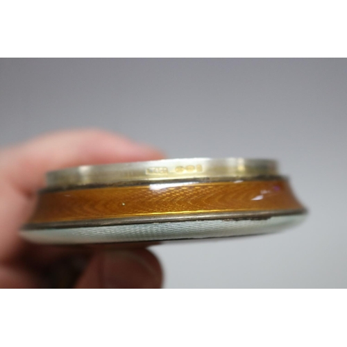 259 - W&Co Guilloche gilt silver compact, with  import duty mark, approx 2.5cm H x 7cm dia
