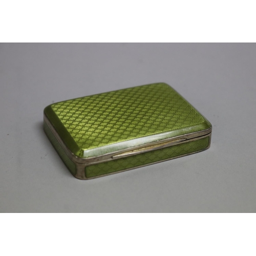 263 - Antique gilt silver and green Guilloche enamel box, marked 935, approx 1.5cm H x 8cm W x 5.5cm D