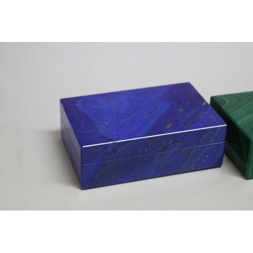 265 - Three R.Romanelli boxes, two Lapis and marble and Malachite and marble, approx 10.5cm W and smaller ... 