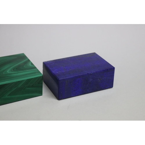 265 - Three R.Romanelli boxes, two Lapis and marble and Malachite and marble, approx 10.5cm W and smaller ... 