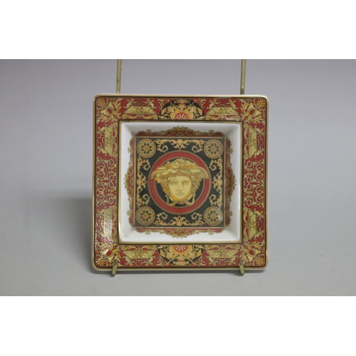 282 - Versace Medusa red square form dish, approx 13.5cm Sq