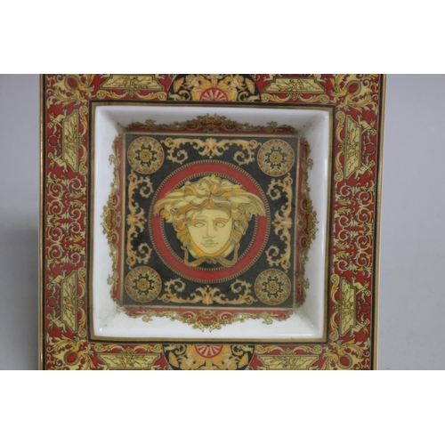 282 - Versace Medusa red square form dish, approx 13.5cm Sq