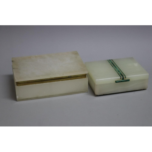289 - Art Deco onyx & malachite cigarette box with silver gilt mounts & another onyx box (2)