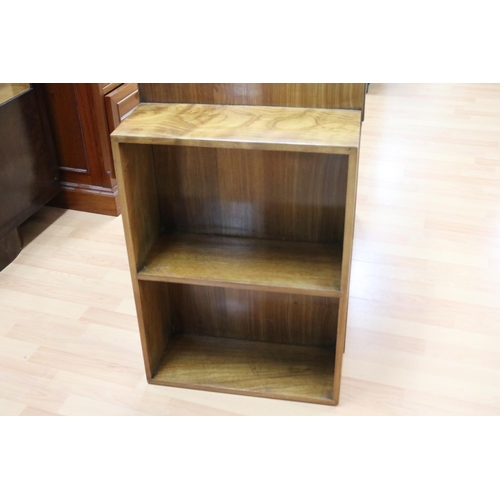 310 - French Art Deco figured walnut combination desk open end bookcase with single central drawer, approx... 