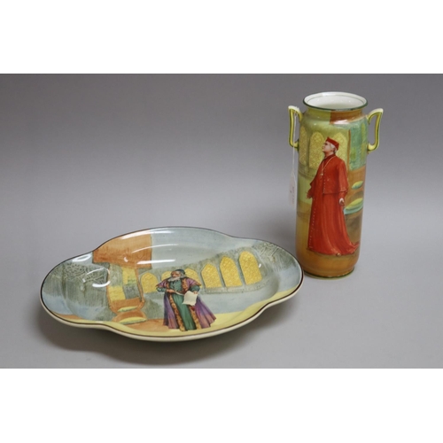 331 - Royal Doulton Cardinal Wolsey vase and a Shylock bowl A/F, vase  approx 22cm H and bowl 29.5cm W (2)