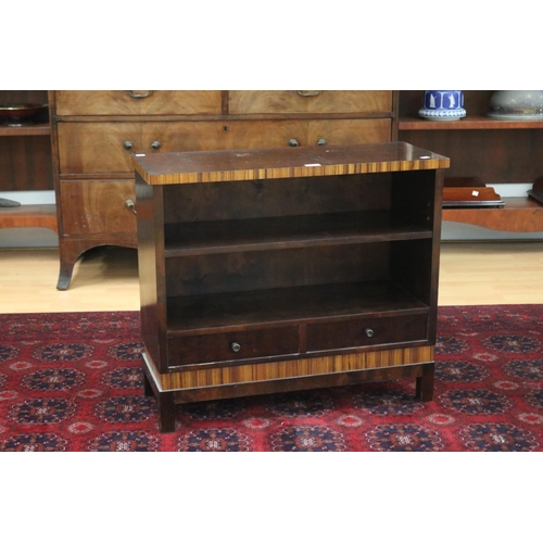 210 - Venesta of Finland Art Deco open shelf bookcase with two drawers below, approx 70cm H x 81cm W x 32c... 