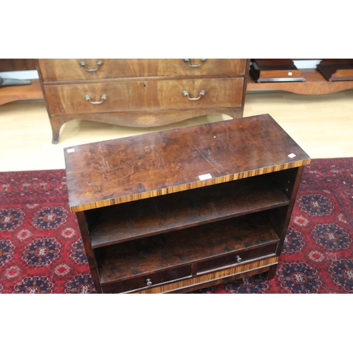 210 - Venesta of Finland Art Deco open shelf bookcase with two drawers below, approx 70cm H x 81cm W x 32c... 