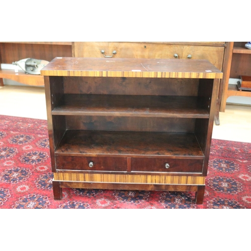 210 - Venesta of Finland Art Deco open shelf bookcase with two drawers below, approx 70cm H x 81cm W x 32c... 