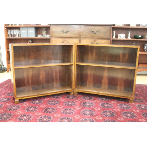 212 - Pair of Art Deco open shelf rosewood bookcases, each approx 81cm H x 91cm W x 23cm D (2)