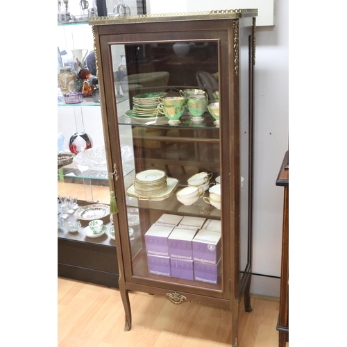 314 - French style Louis style brass mounted vitrine cabinet, approx 146cm H x 59cm W  x 34cm D