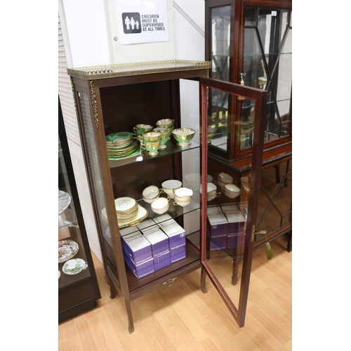 314 - French style Louis style brass mounted vitrine cabinet, approx 146cm H x 59cm W  x 34cm D