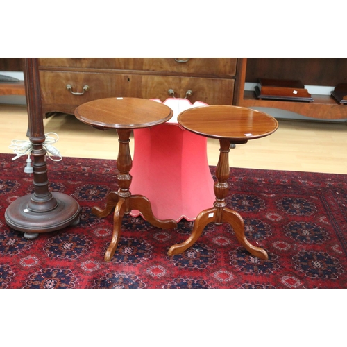 329 - Two mahogany wine tables & a standard lamp (AF), lamp approx 142cm H (excluding bulb & shade) & tabl... 