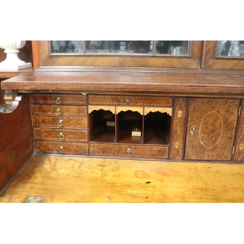 123 - Antique English George III faded mahogany inlaid sectretaire bookcase of larger portions, along with... 