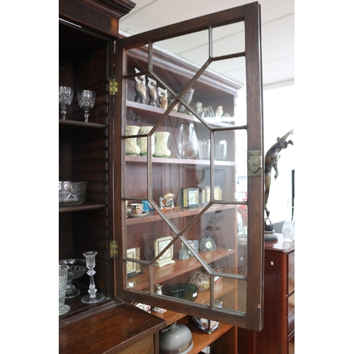 123 - Antique English George III faded mahogany inlaid sectretaire bookcase of larger portions, along with... 