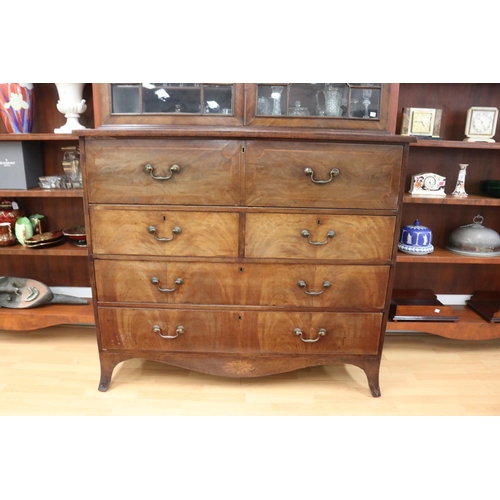 123 - Antique English George III faded mahogany inlaid sectretaire bookcase of larger portions, along with... 