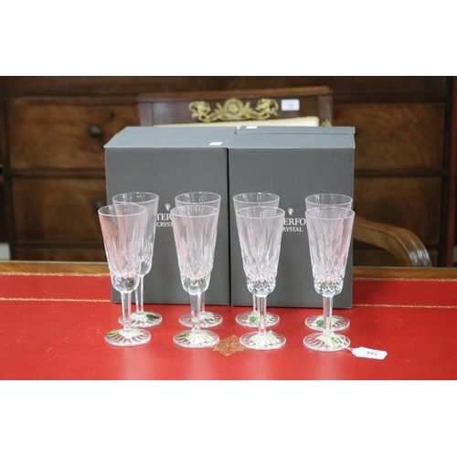 155 - Two boxes of four Waterford Lismore champagne flutes (8)