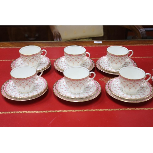 192 - Royal Worcester part tea service for six in Rose lattice pattern including cake plate