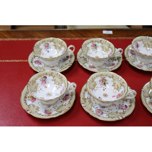 193 - Collection of early 19th century teacups and saucers, probably by Ridgway