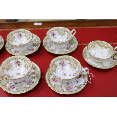 193 - Collection of early 19th century teacups and saucers, probably by Ridgway