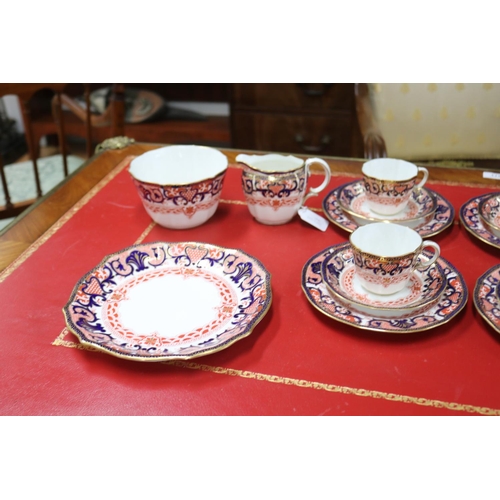 194 - Royal Crown Derby Imari pattern tea set for six with cake plates, sugar bowl and creamer